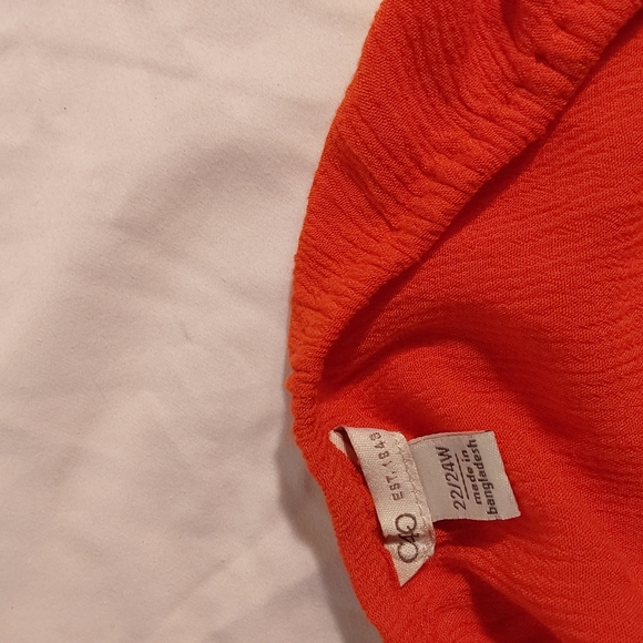 Cato Women Plus Crocheted Trim Top. Orange on or off shoulder Top - Picture 9 of 9